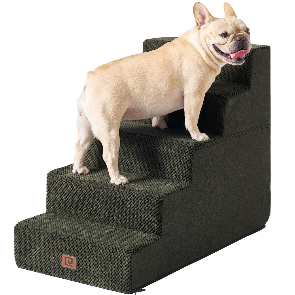 EHEYCIGA Dog Stairs for Bed 18" H, 4-Step Dog Steps for High Bed, Grey