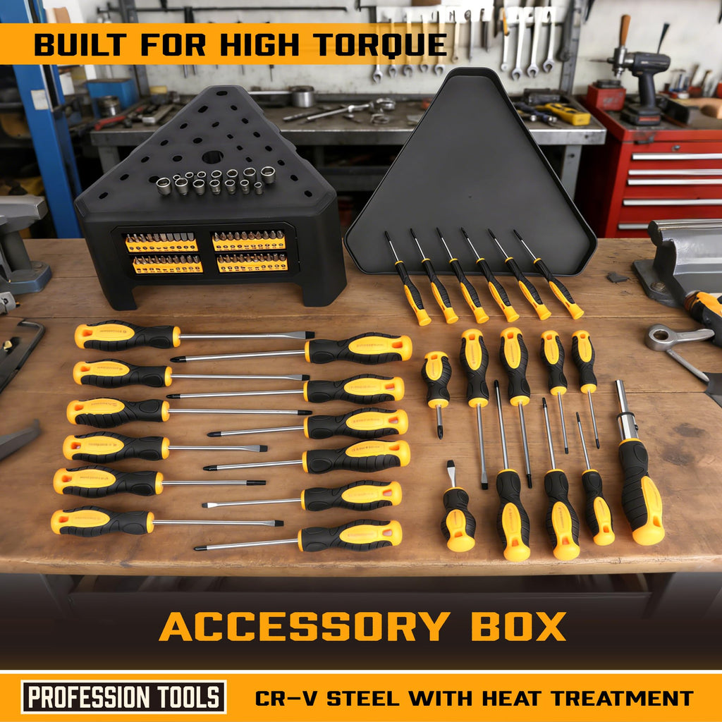 Amartisan 10-Piece Magnetic Screwdrivers Set, 5 Phillips and 5 Slotted Tips Professional Cushion Grip Screwdriver Set 2pcs Portable Multifunction Key Mini Screwdriver (Yellow)