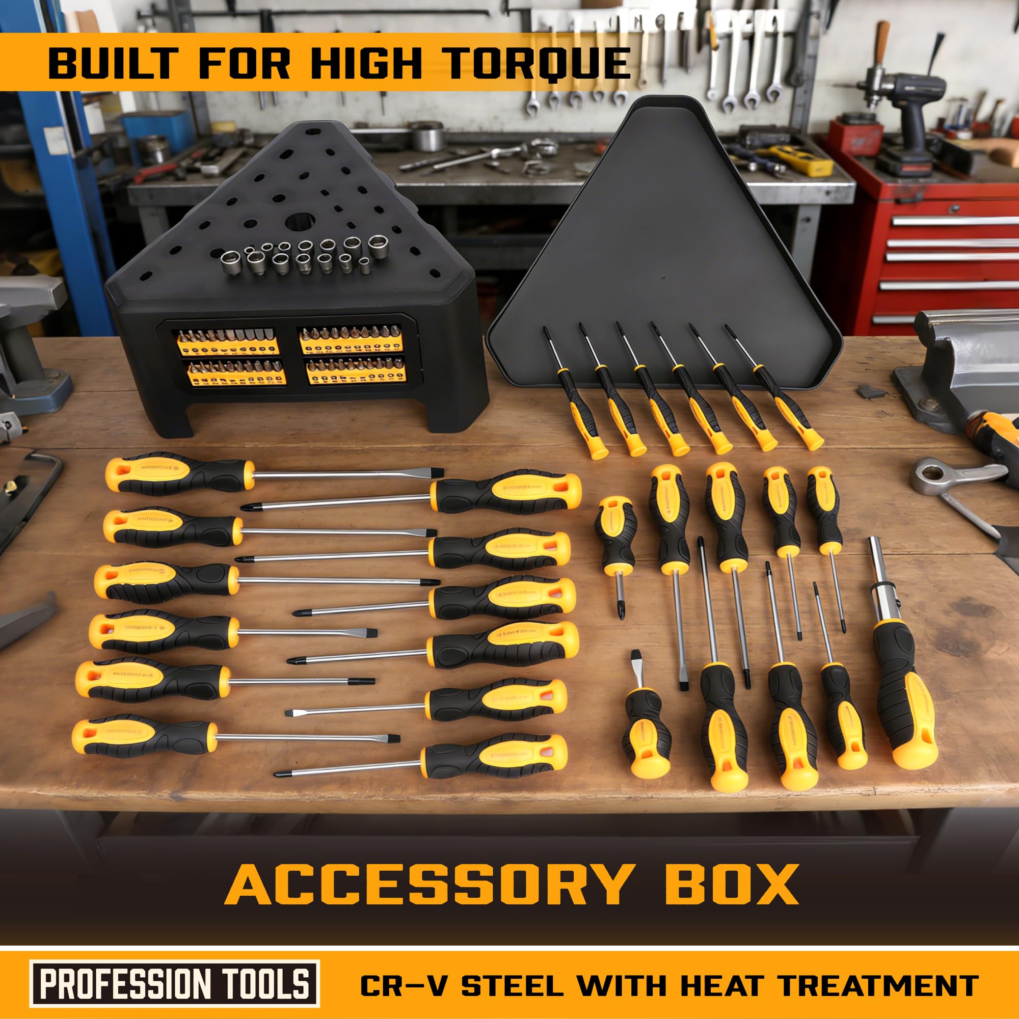 Amartisan 10-Piece Magnetic Screwdrivers Set, 5 Phillips and 5 Slotted Tips Professional Cushion Grip Screwdriver Set 2pcs Portable Multifunction Key Mini Screwdriver (Yellow)