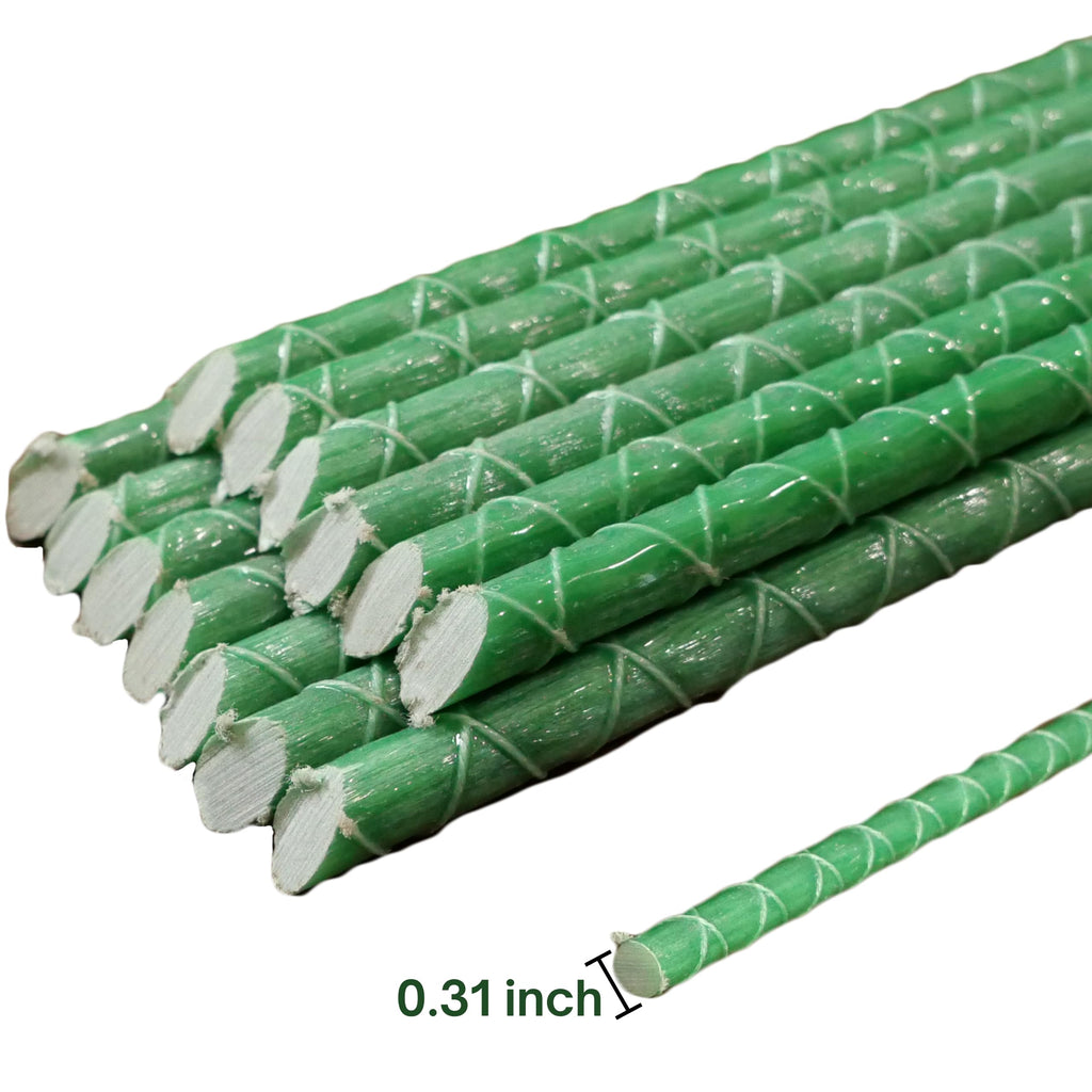 5 Ft Fiberglass Eco Friendly Garden Stakes 20 Pack (Height/Quantity Options) – Durable, Lightweight, Tomato, Tree, Strawberry, Plant, Support Fencing Stakes with Patterned Surface, Green (20, 5 Ft)