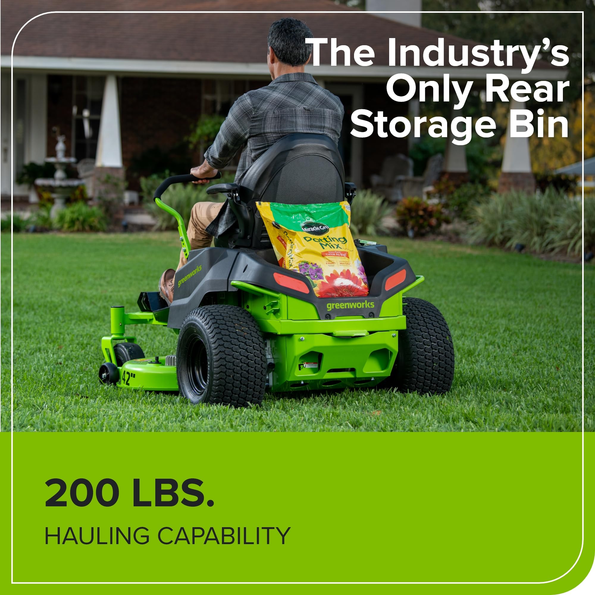 Greenworks 60V 30' Riding Lawn Mower (1.25 Acre, 16 HP Gas Equivalent, 6 MPH, Tow Up to 200 lbs.), (4) 8.0Ah Batteries (1,920 Wh Max) + Turbo Wall Charger