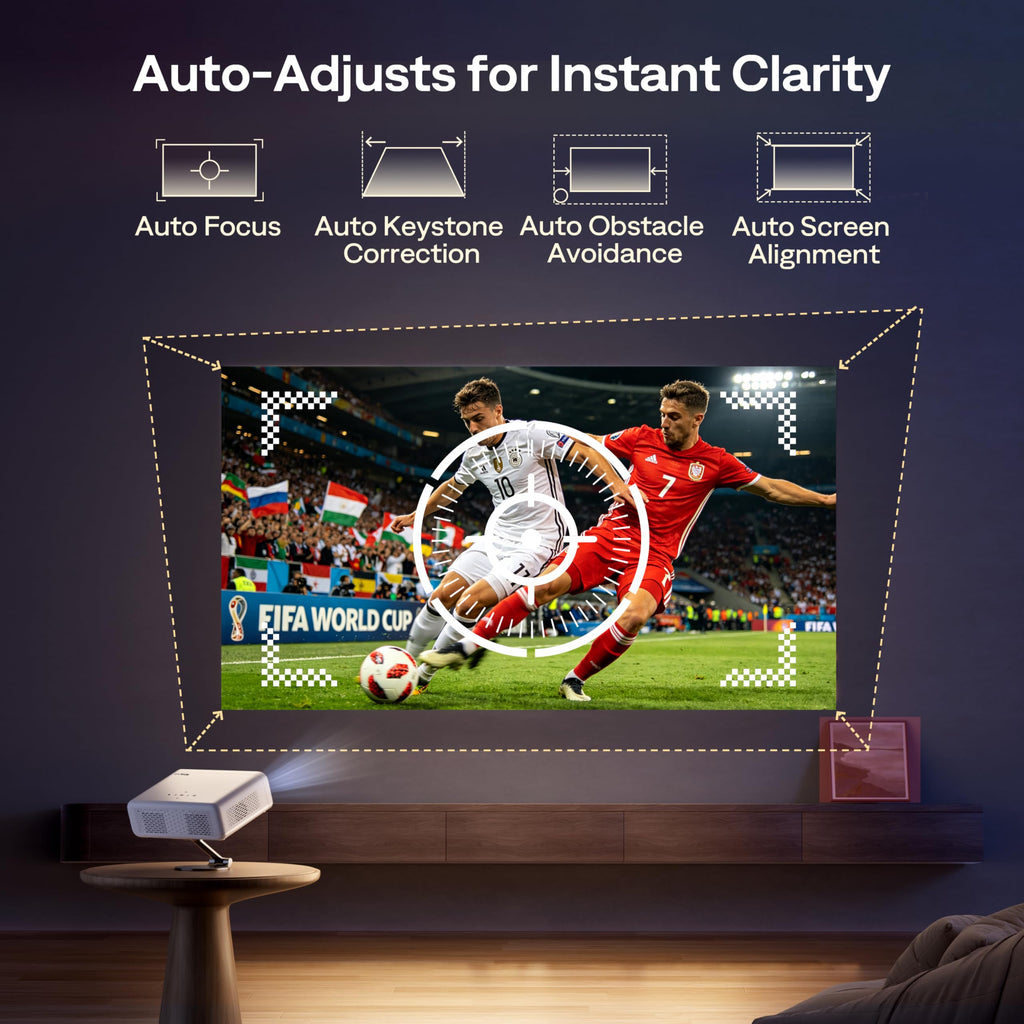 Aurzen Roku TV D1R Smart Portable Outdoor Projector with WiFi and Bluetooth
