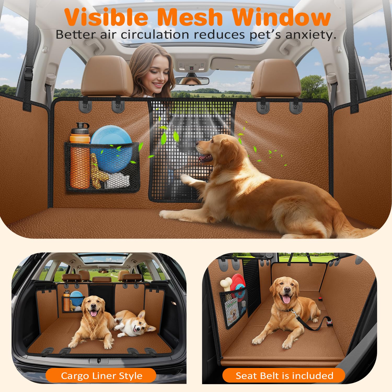URPOWER Dog Car Seat Cover for Back Seat, Waterproof Hammock for Car & SUV