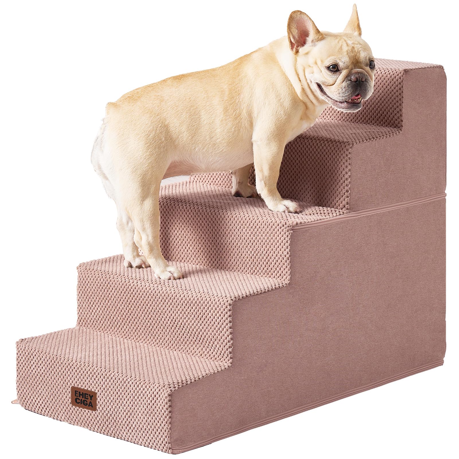 EHEYCIGA Dog Stairs for Bed 18" H, 4-Step Dog Steps for High Bed, Grey
