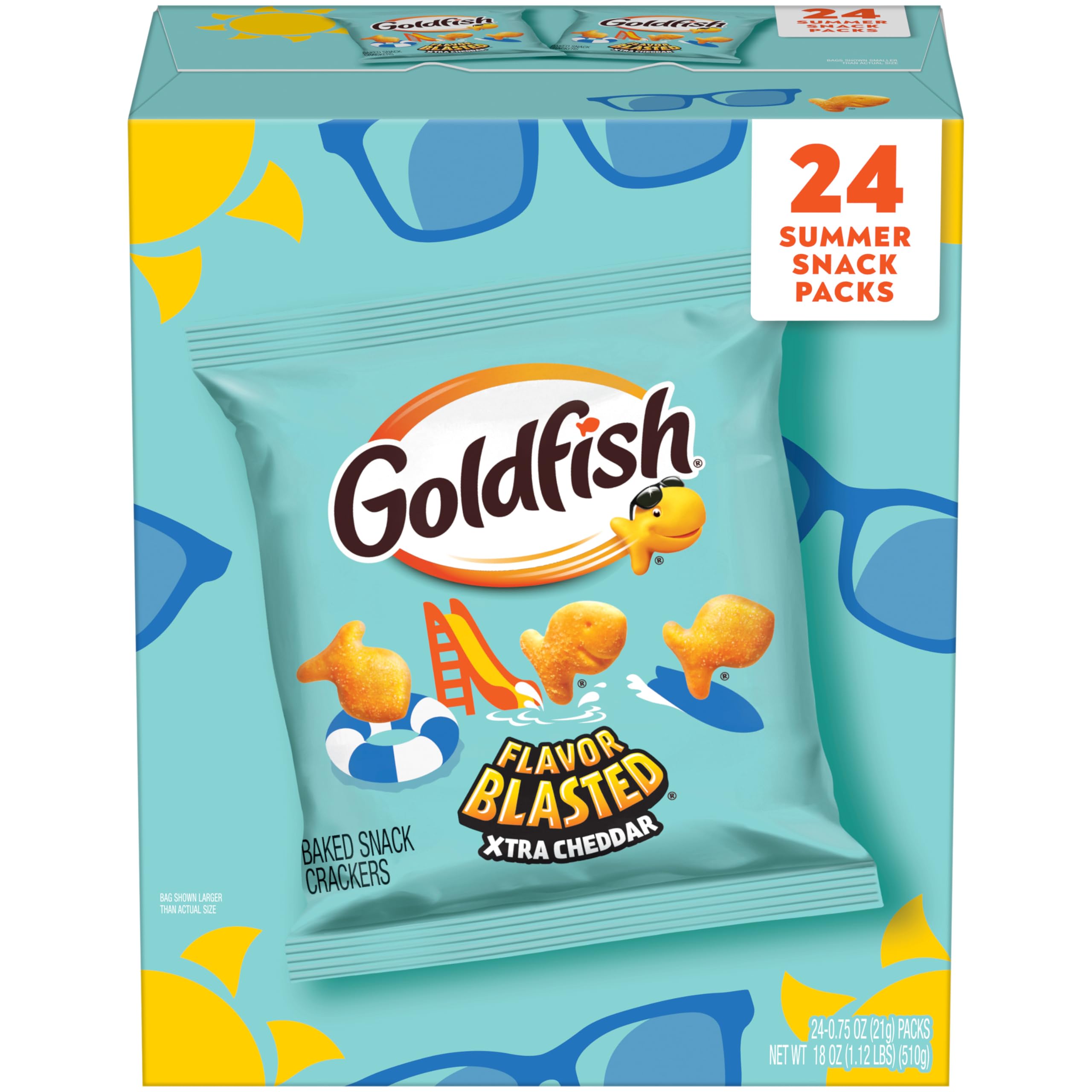 Goldfish Crackers Big Smiles Variety Pack with Cheddar, Colors, and Pretzels, Snack Packs, 30 Ct