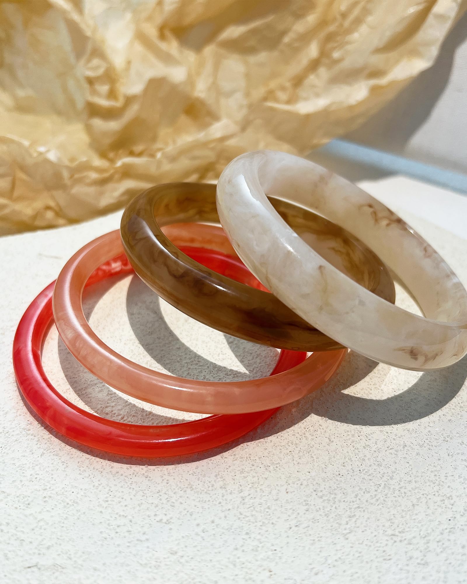 ÌF ME Acrylic Bangles Bracelets for Women, Irregular Acrylic Resin Chunky Bracelets Geometric Fashions Thick Statement bangle Set