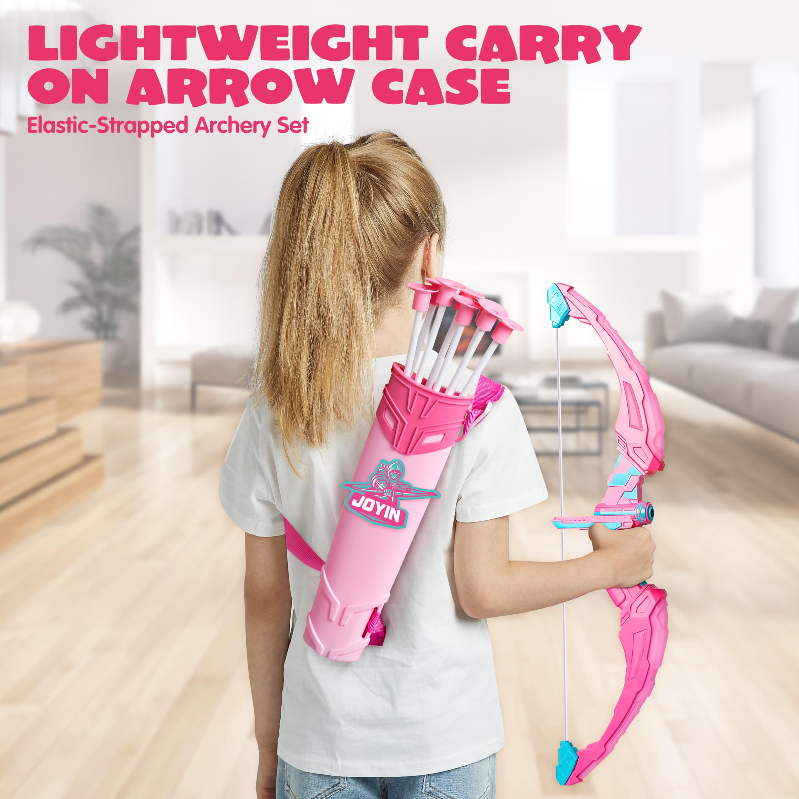 JOYIN Kids Bow and Arrow Set, LED Light Up Archery Toy Set with 9 Suction Cup Arrows, Target & Arrow Case, Indoor and Outdoor Hunting Play Gift Toys for Kids, Boys & Girls Ages 6-12