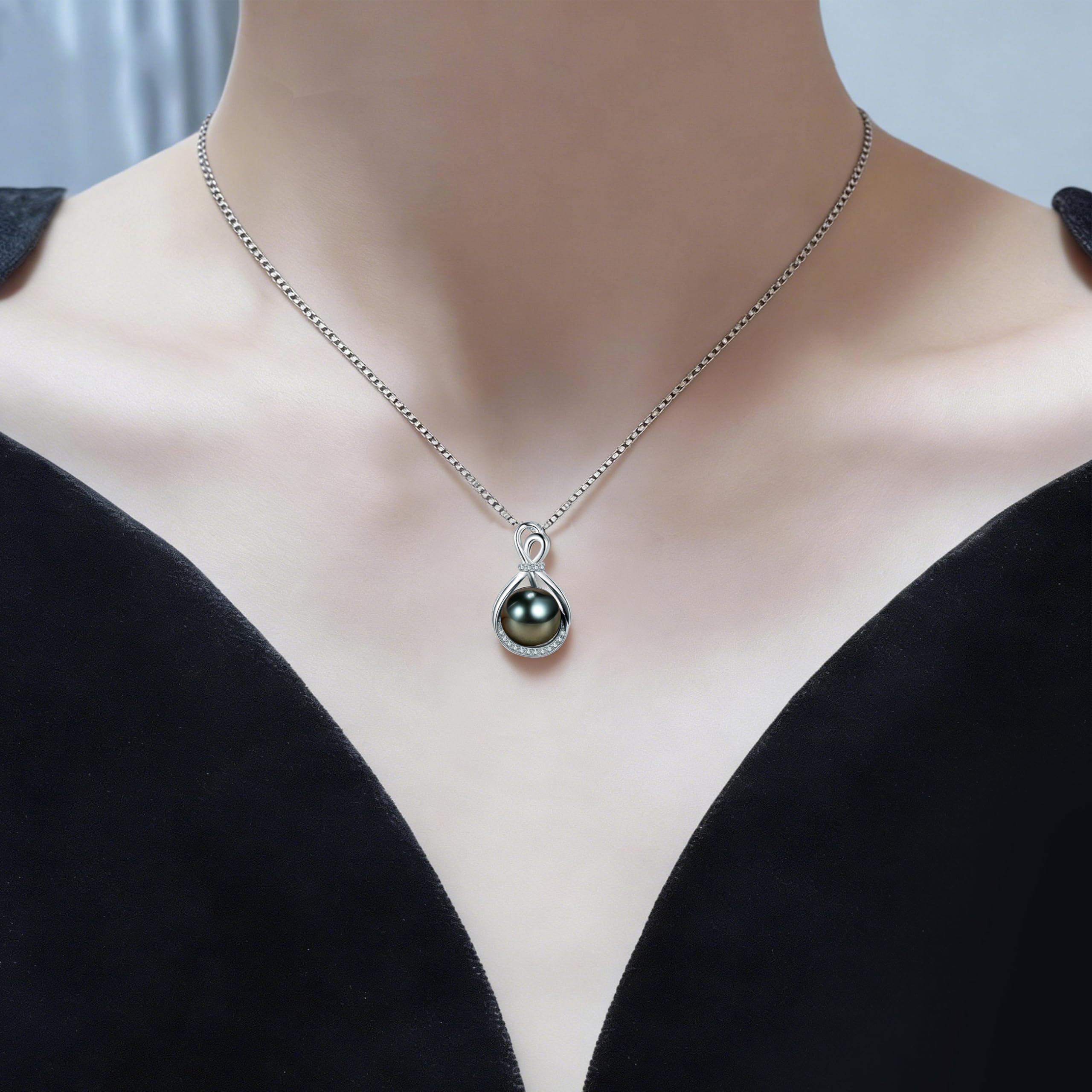 NONNYL Mothers Day Gifts For Wife Women Wedding Anniversary - Real Tahitian-Pearl-Necklace, Birthday Valentines Gifts For Wife Her Mom Christmas - Companion Necklace For Women Luxury Fine Jewelry