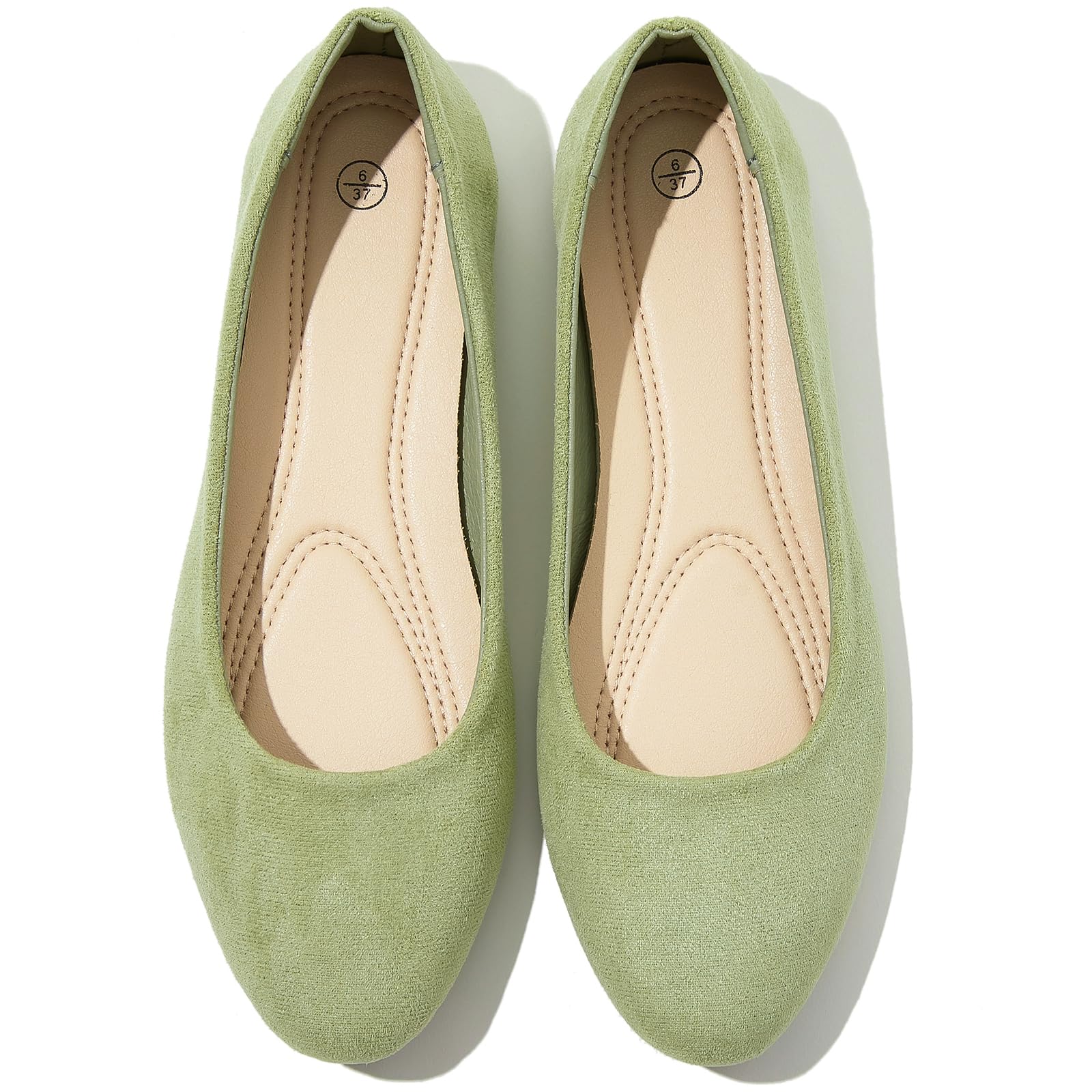 Shupua Flats for Women Round Toe Black Ballet Flats Dressy Work Shoes