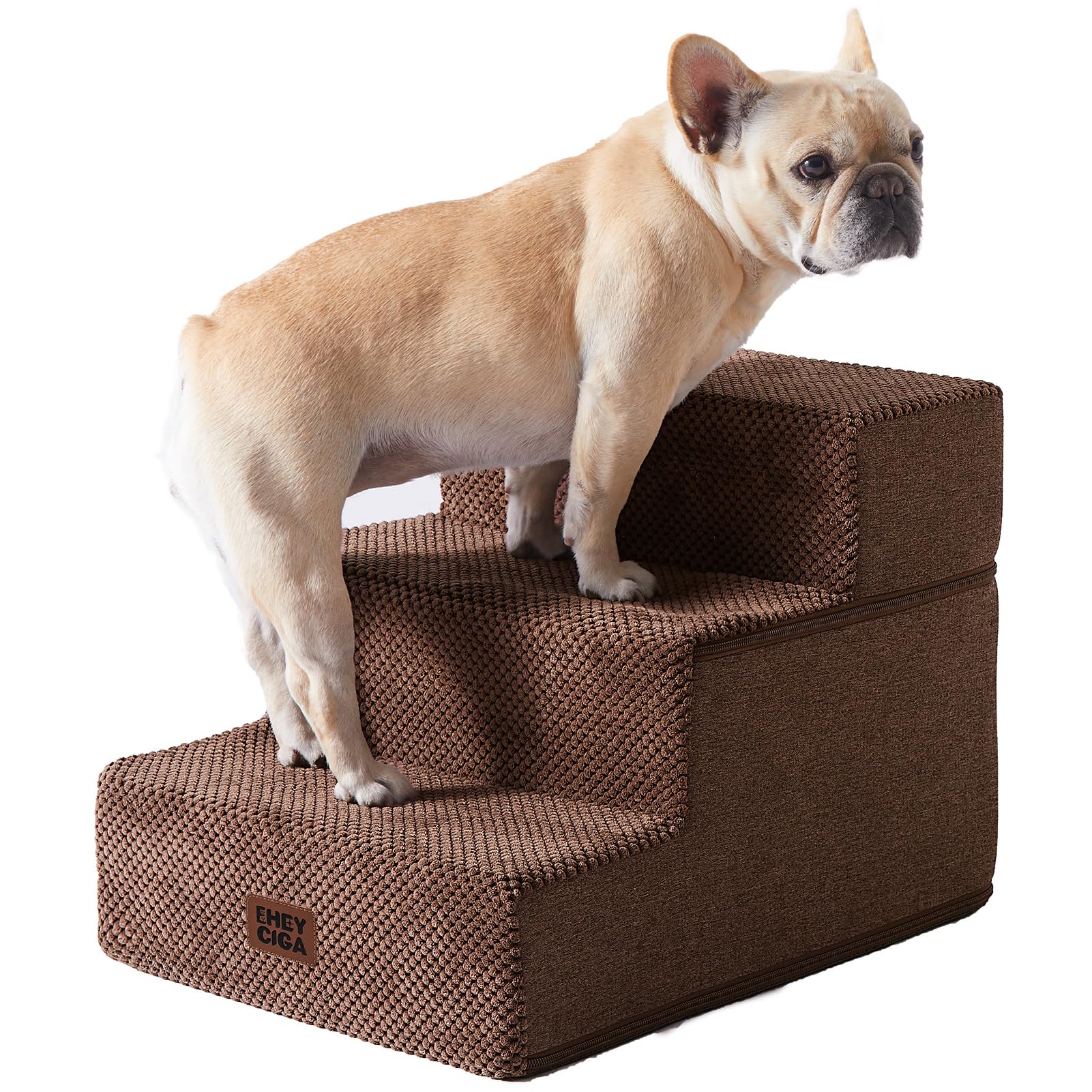 EHEYCIGA Dog Stairs for Bed 18" H, 4-Step Dog Steps for High Bed, Grey