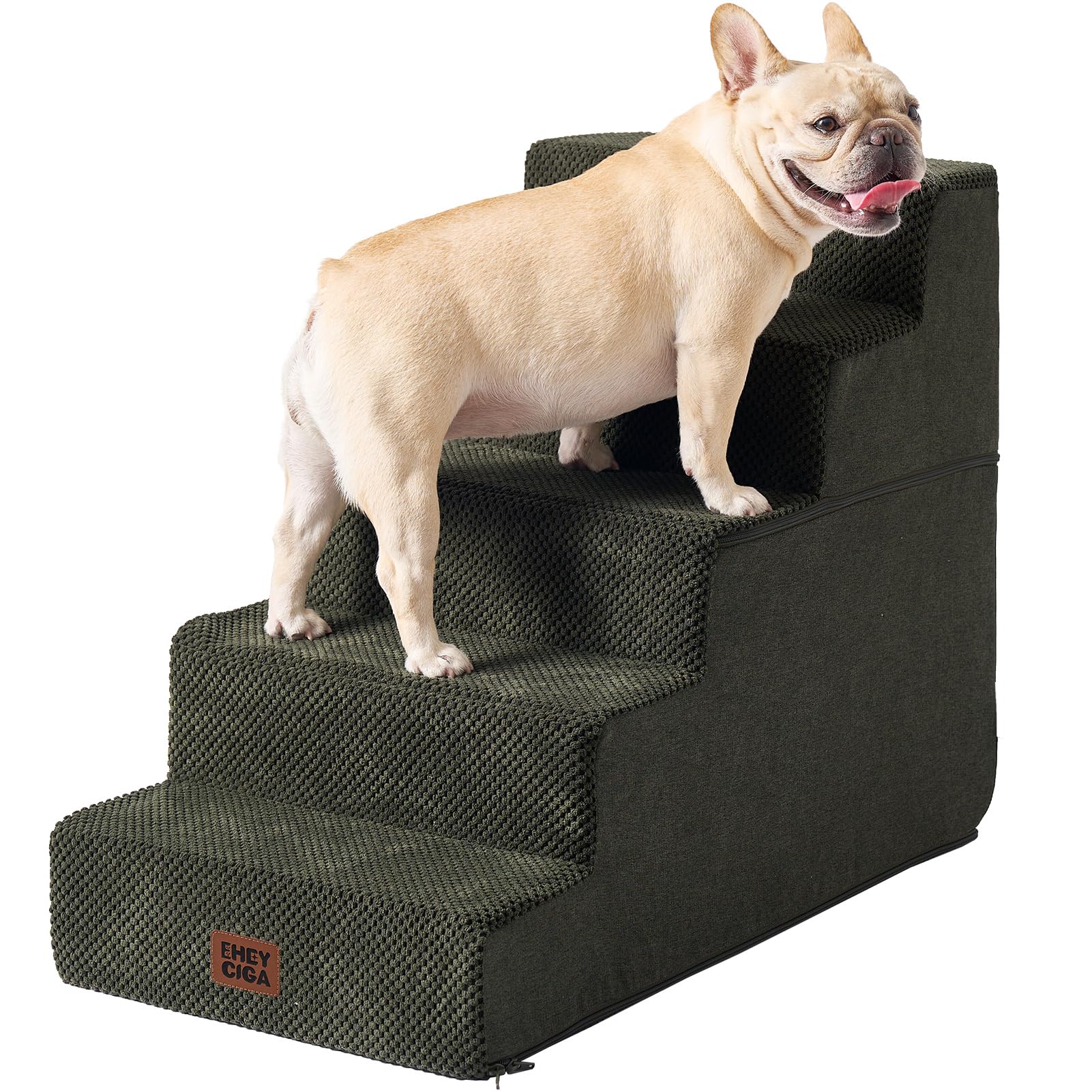 EHEYCIGA Dog Stairs for Bed 18" H, 4-Step Dog Steps for High Bed, Grey