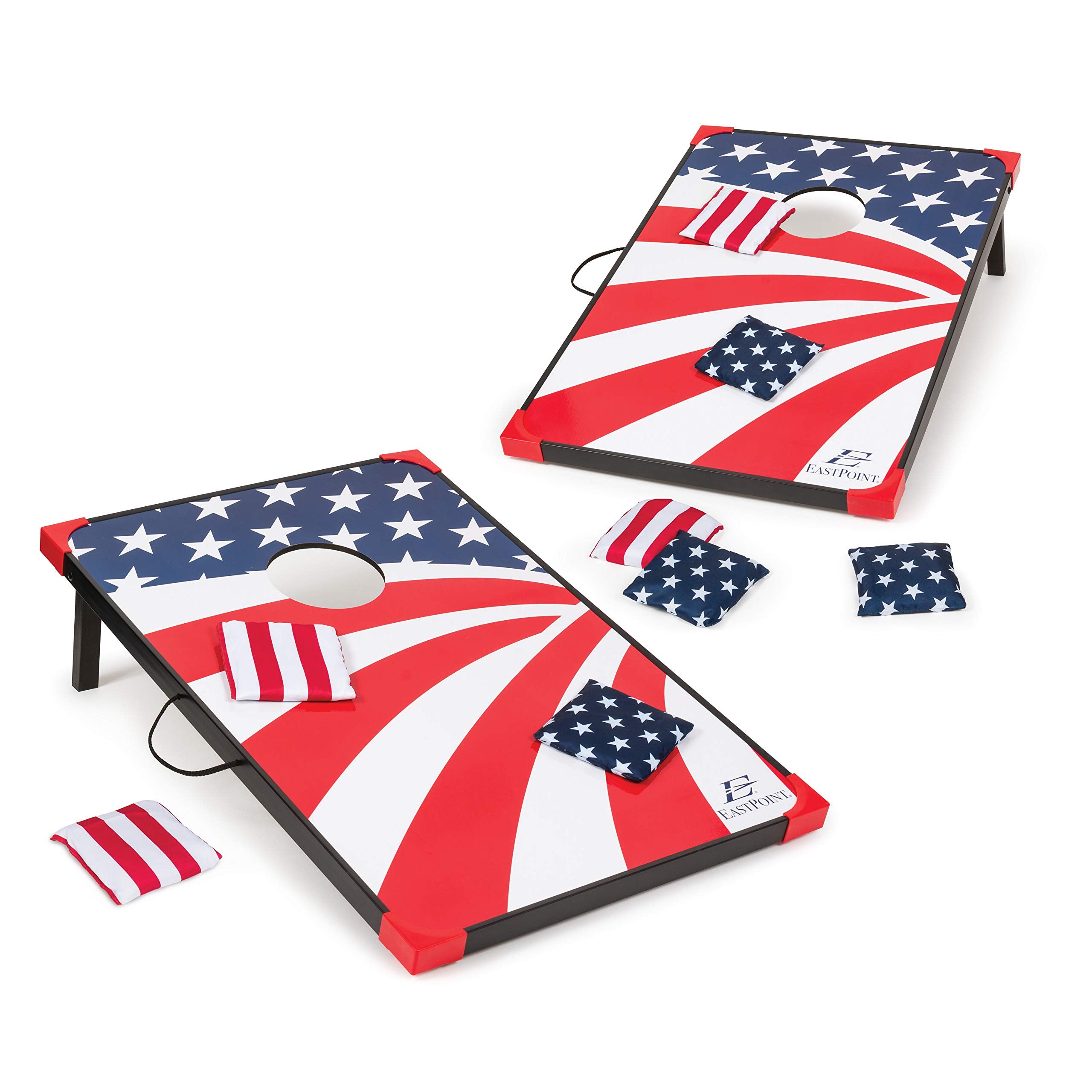 EastPoint Sports Cornhole Game Set Bean Bag Toss MDF - 2' W x 3' L - Built-In Storage, Convenient Carry Handles and 8 Premium Bean Bags