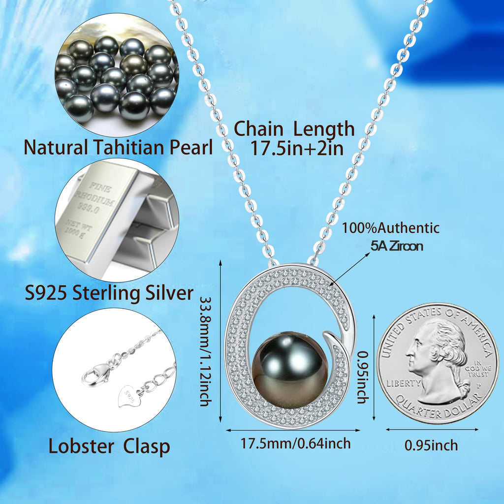NONNYL Mothers Day Gifts For Wife Women Wedding Anniversary - Real Tahitian-Pearl-Necklace, Birthday Valentines Gifts For Wife Her Mom Christmas - Companion Necklace For Women Luxury Fine Jewelry