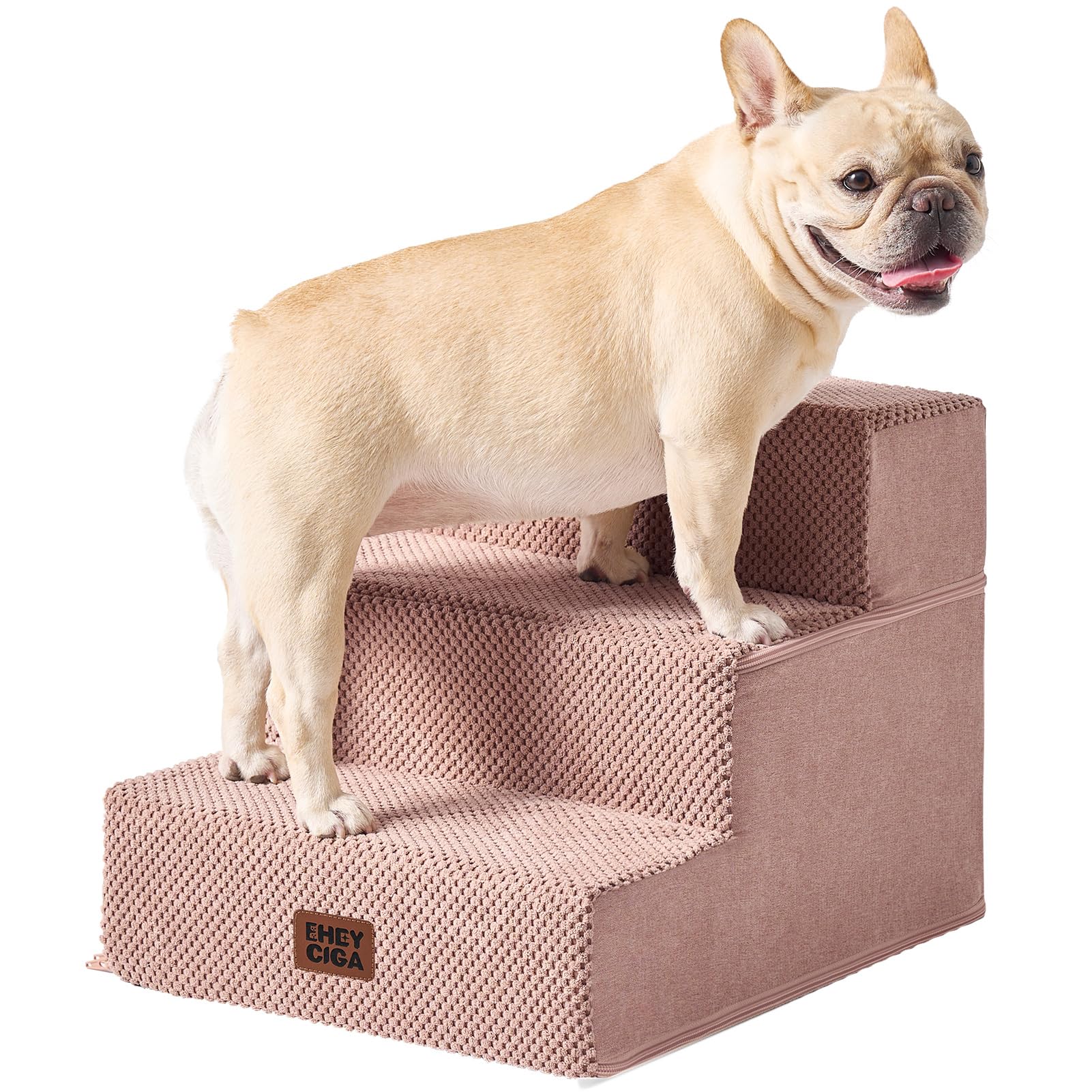 EHEYCIGA Dog Stairs for Bed 18" H, 4-Step Dog Steps for High Bed, Grey