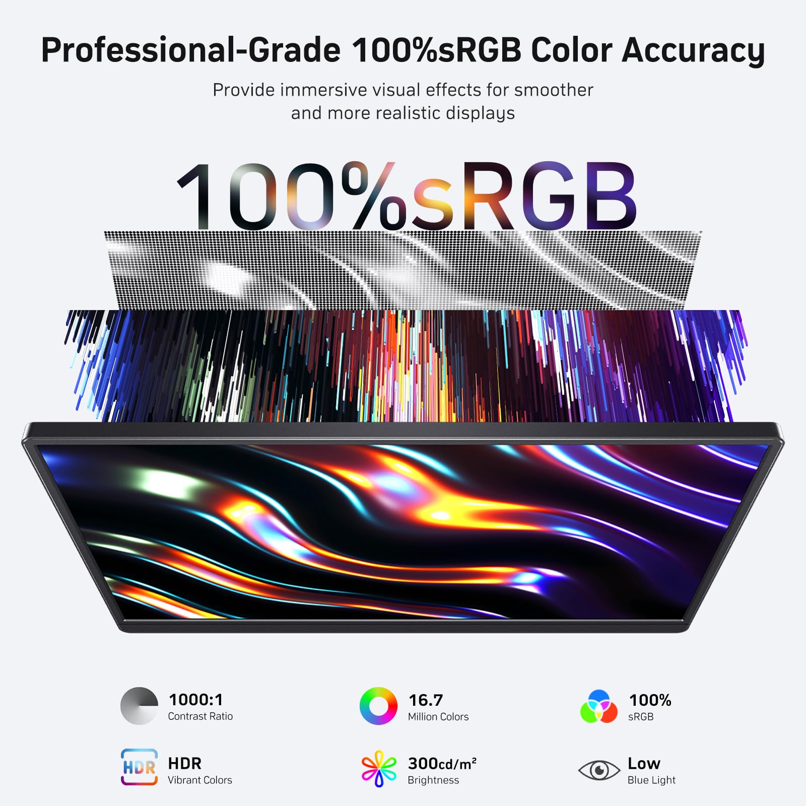 MNN 15.6" FHD 60Hz Portable Monitor USB-C HDMI IPS HDR Gaming Laptop