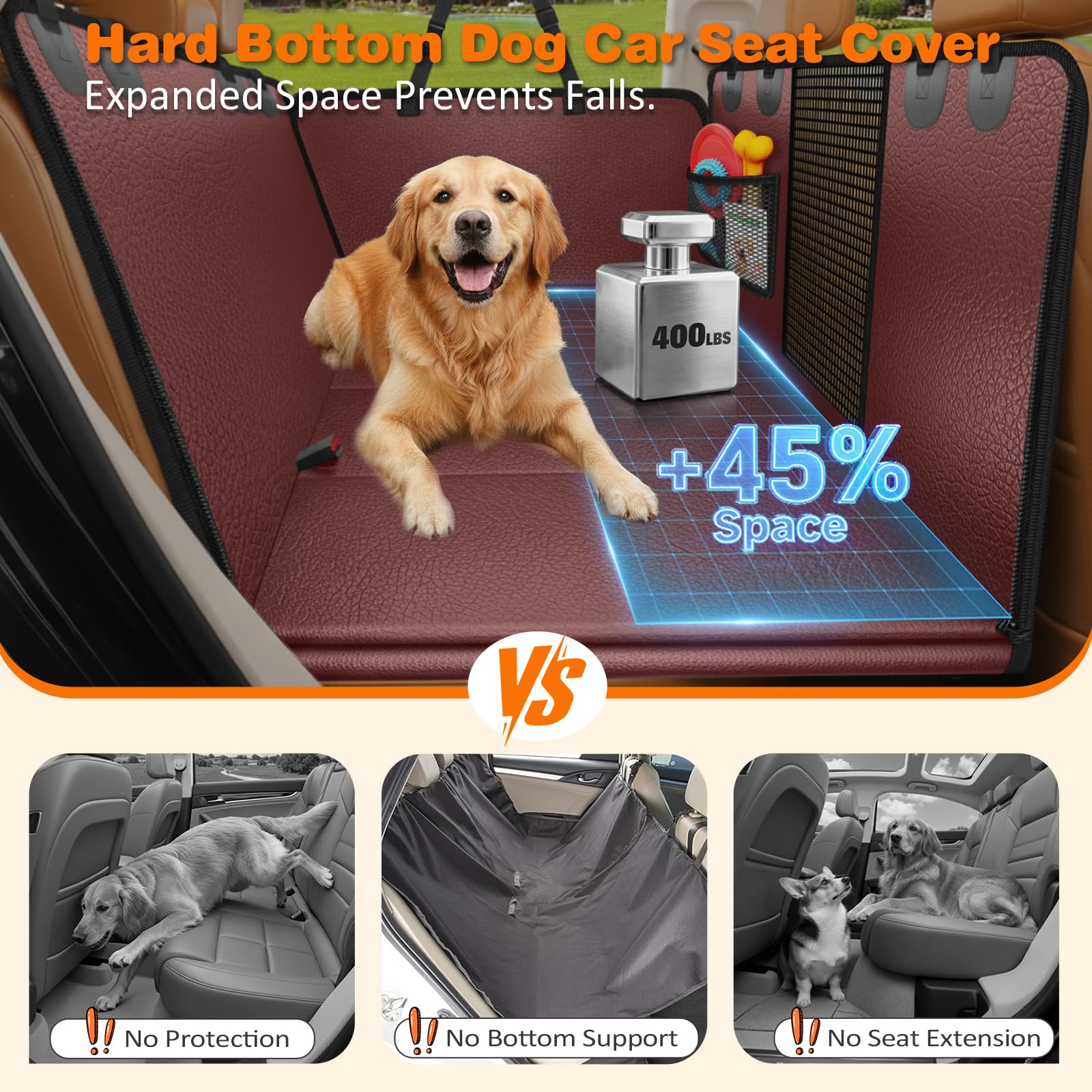 URPOWER Dog Car Seat Cover for Back Seat, Waterproof Hammock for Car & SUV