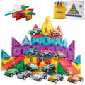 Mini Magnetic Tiles 93PCS Set with 12 Cars and Storage Bag for Kids 3-6