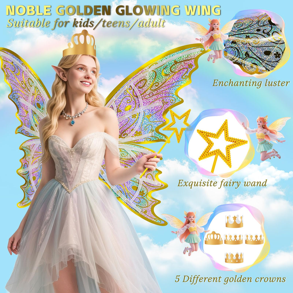maysida Electric Fairy Wings for Girls, Light Up Moving Butterfly Wings with LED Lights and Music, Toy for Kids as Halloween Valentine Birthday Christmas Party Costume Princess Cosplay Dress Up Gift