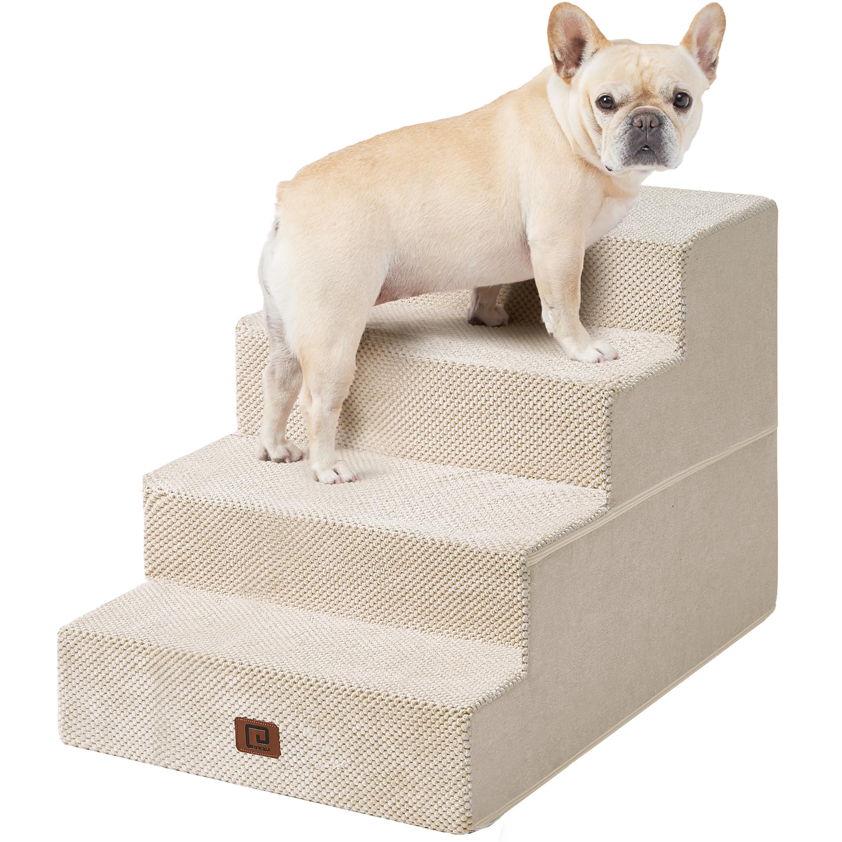 EHEYCIGA Dog Stairs for Bed 18" H, 4-Step Dog Steps for High Bed, Grey