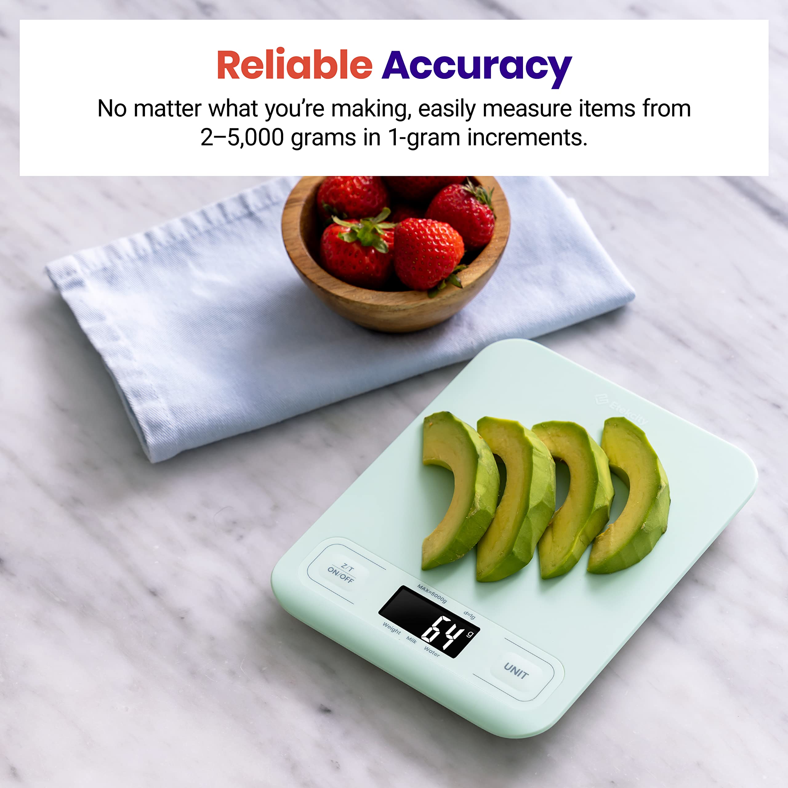 Etekcity Food Kitchen Scale, Digital Grams and Ounces, 11lb