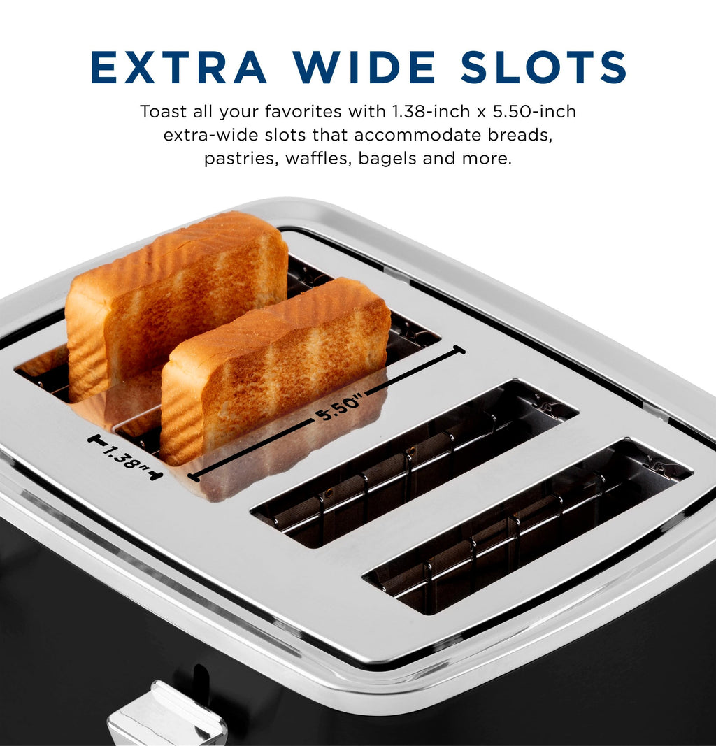 GE 4 Slice Toaster | Extra Wide Slots for Bagels, Breads, Waffles & More | 7 Shade Options | Countertop Kitchen Essentials | 1500 watt, White