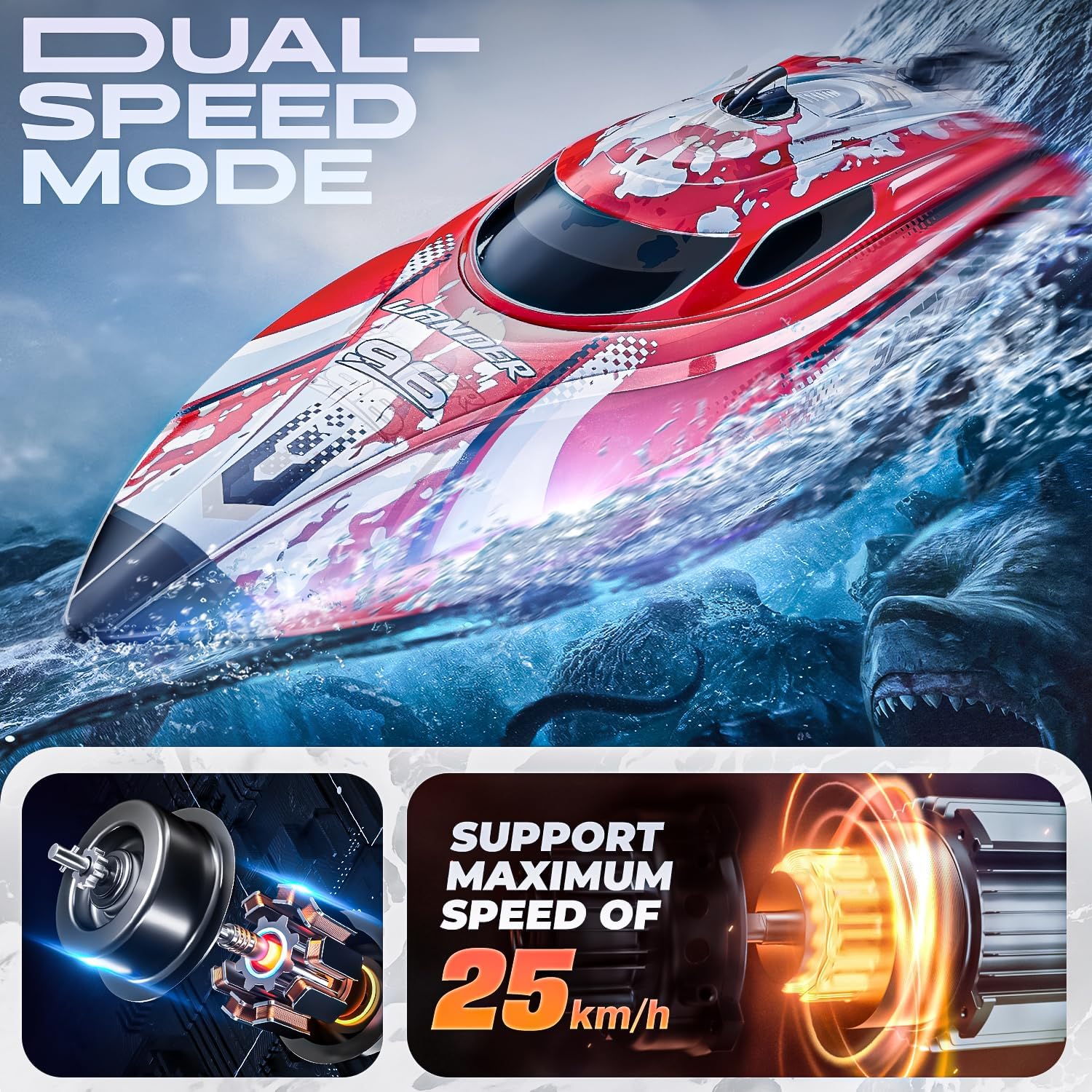 BEZGAR RC Boat TX126-12 Inch Remote Control Boat for Lakes and Pools