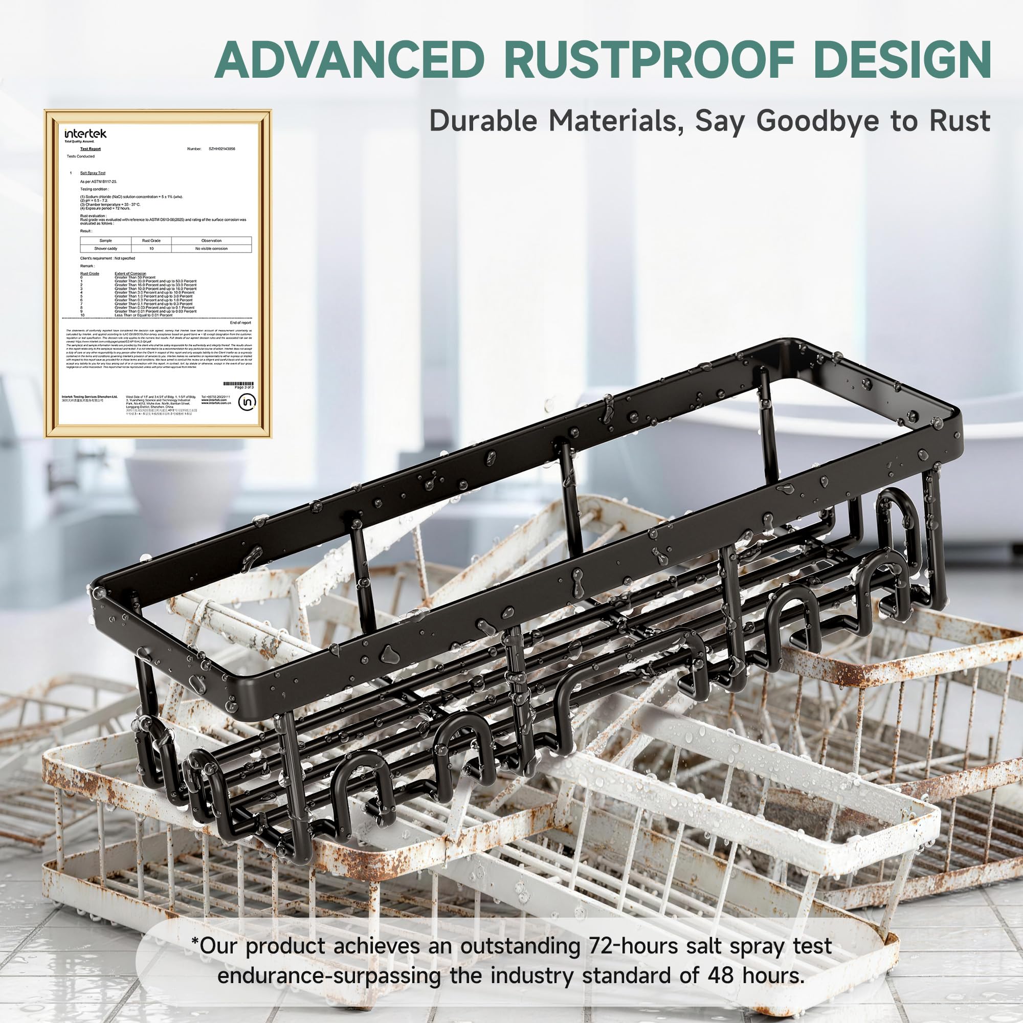 Veken Shower Caddy 6-Pack, Bathroom Organizers and Storage Shelves, Black