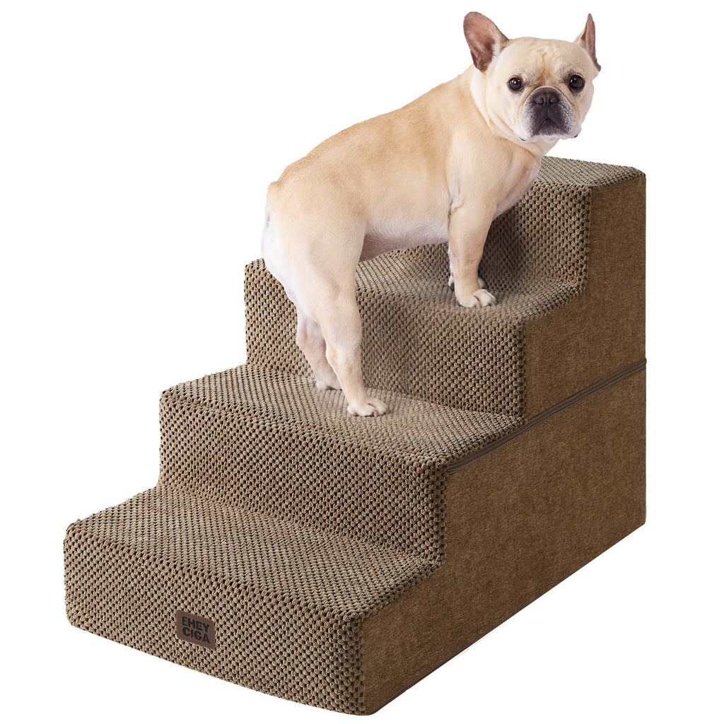 EHEYCIGA Dog Stairs for Bed 18" H, 4-Step Dog Steps for High Bed, Grey