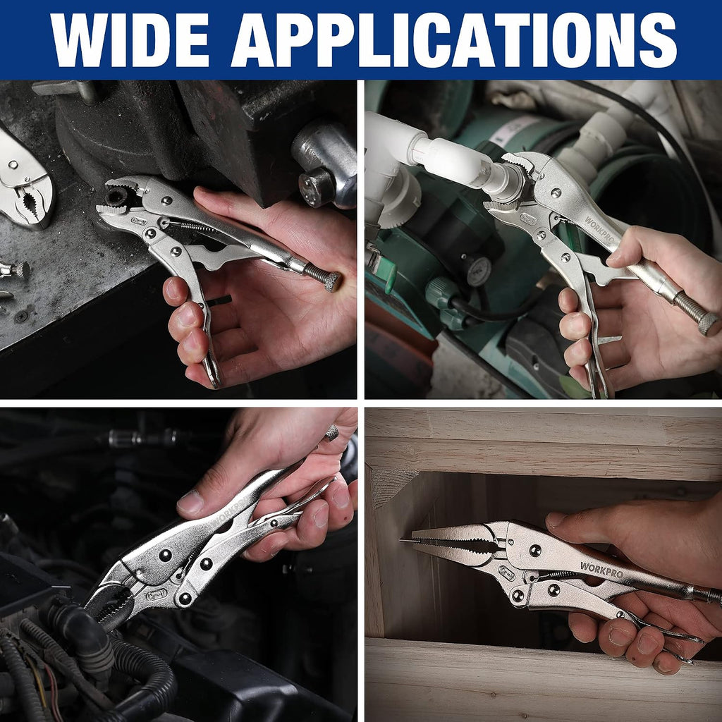 WORKPRO 5-Piece Locking Pliers Set, Vice Grips with Chrome-vanadium Steel