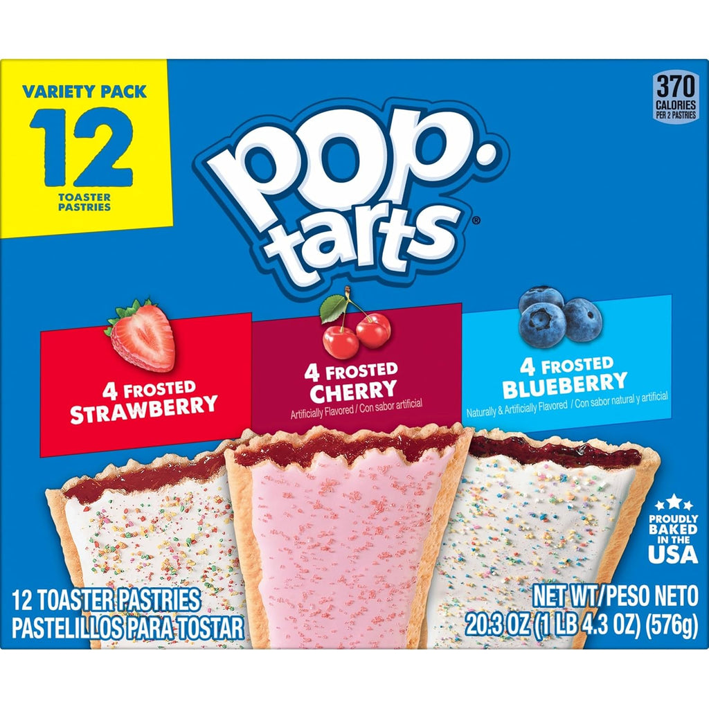Pop-Tarts Toaster Pastries, Breakfast Foods, Kids Snacks, Value Pack, Fruit Lover's Variety Pack, 20.3oz Box (12 Pop-Tarts)