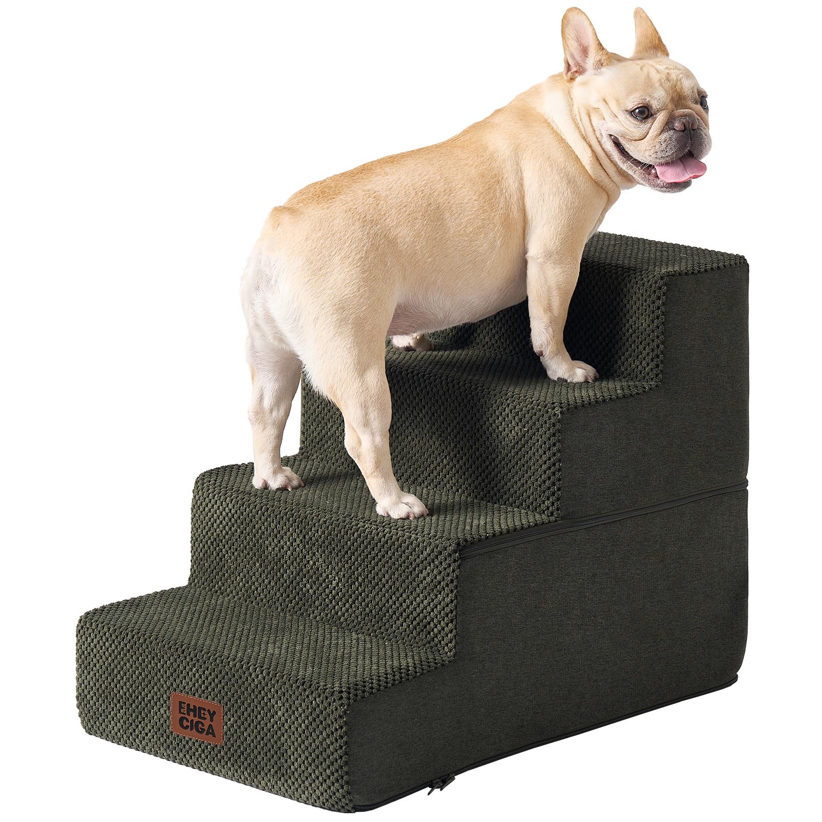 EHEYCIGA Dog Stairs for Bed 18" H, 4-Step Dog Steps for High Bed, Grey
