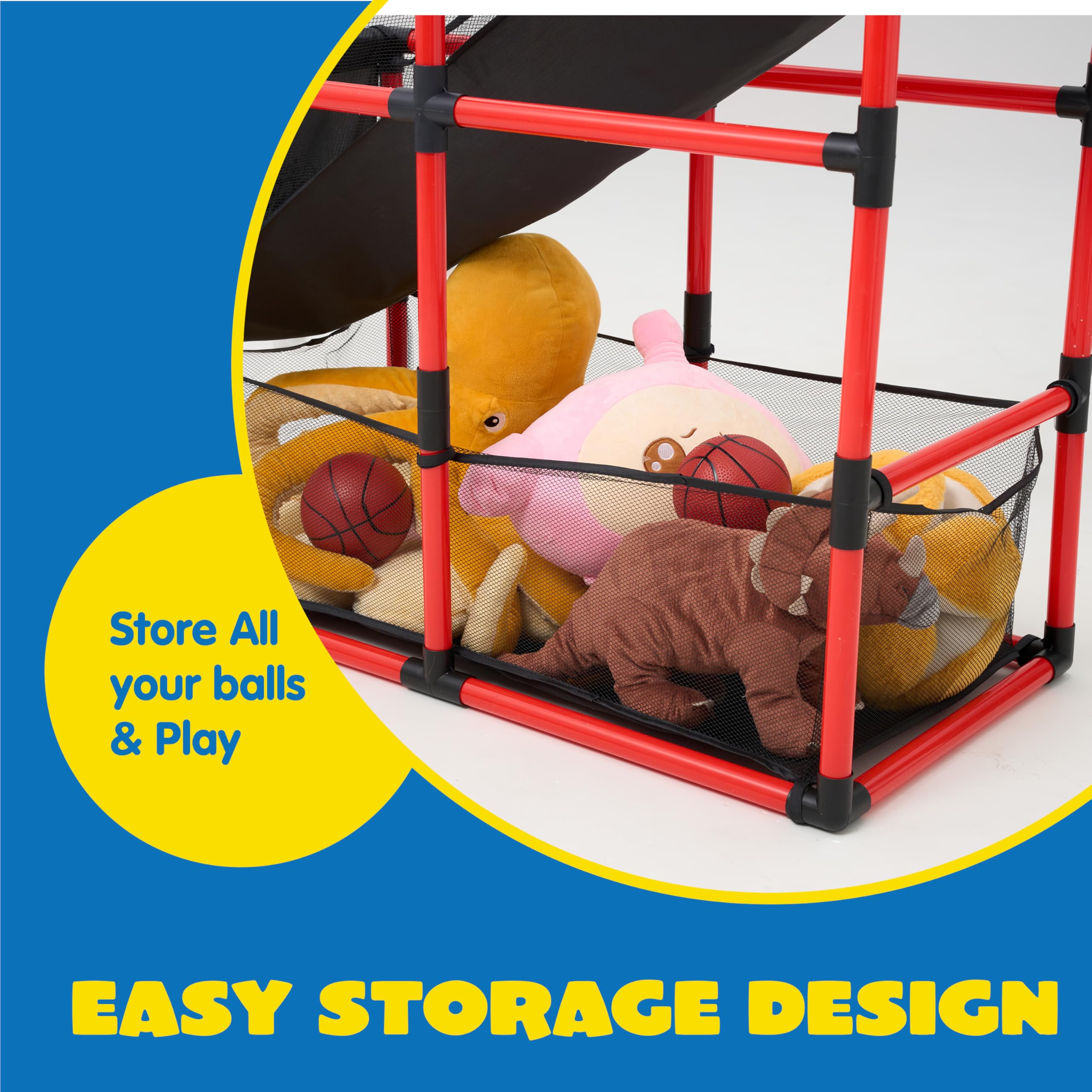 JOYIN Arcade Basketball Game Set with 4 Balls and Hoop for Kids 3+ Years Old Indoor Outdoor Sport Play - Easy Set Up - Air Pump Included - Ideal for Competition