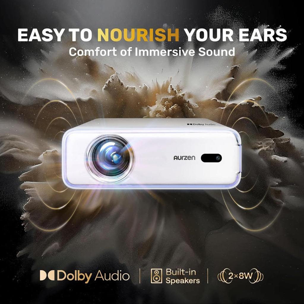 Aurzen Roku TV D1R Smart Portable Outdoor Projector with WiFi and Bluetooth