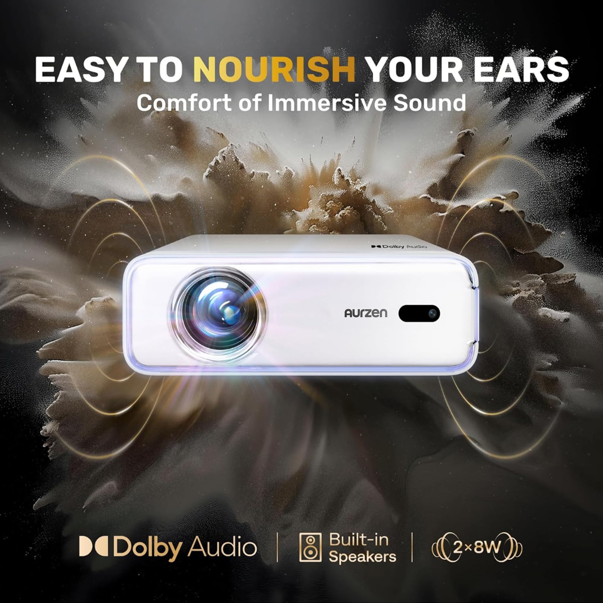 Aurzen Roku TV D1R Smart Portable Outdoor Projector with WiFi and Bluetooth
