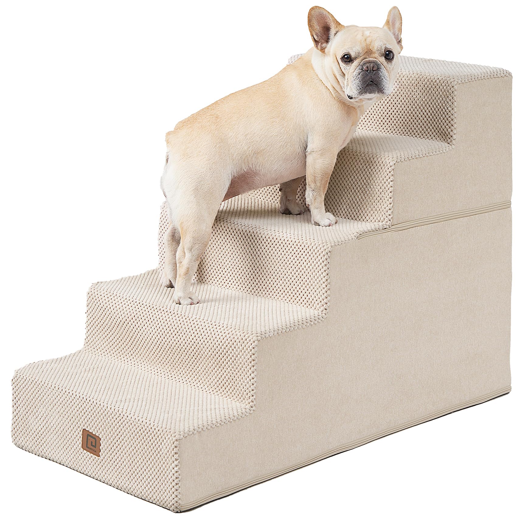 EHEYCIGA Dog Stairs for Bed 18" H, 4-Step Dog Steps for High Bed, Grey