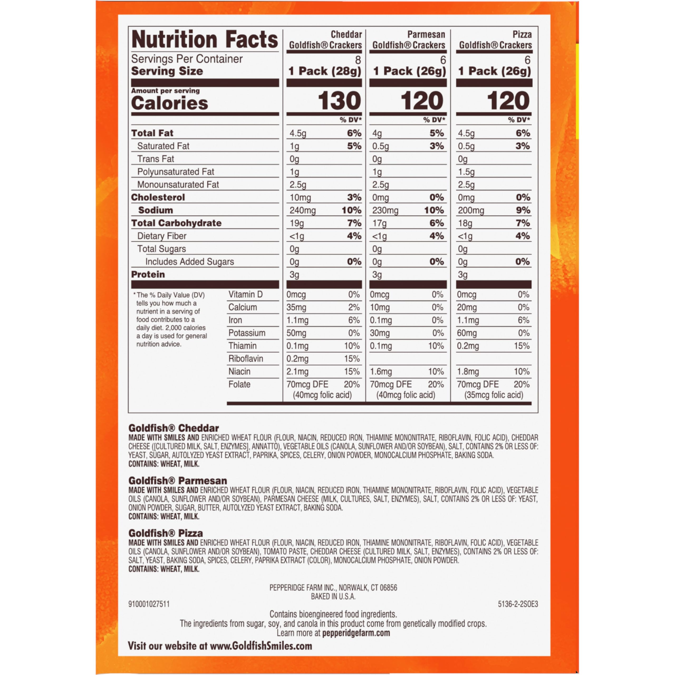 Goldfish Crackers Big Smiles Variety Pack with Cheddar, Colors, and Pretzels, Snack Packs, 30 Ct