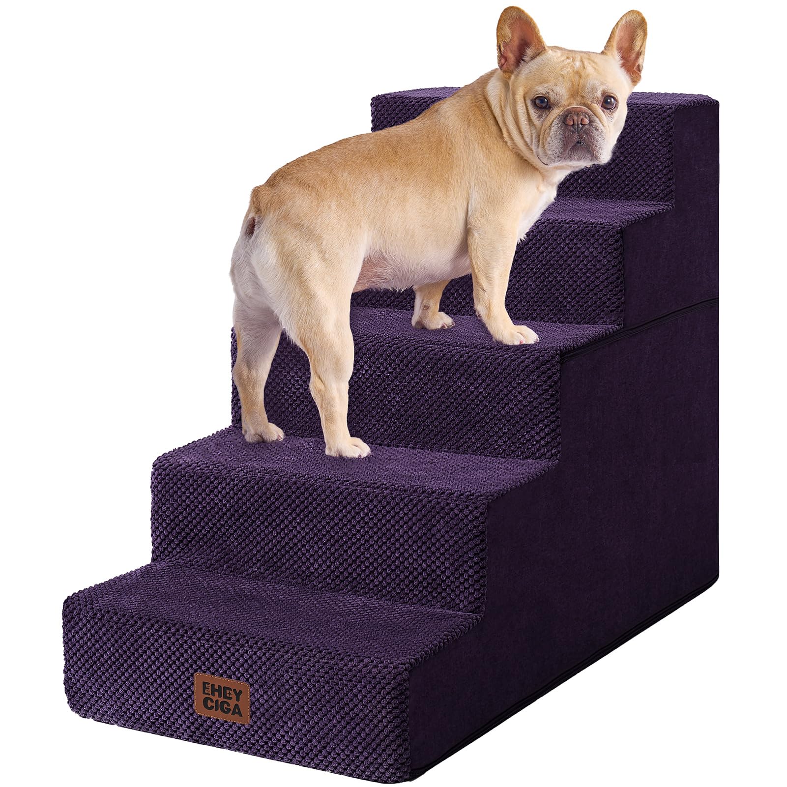 EHEYCIGA Dog Stairs for Bed 18" H, 4-Step Dog Steps for High Bed, Grey
