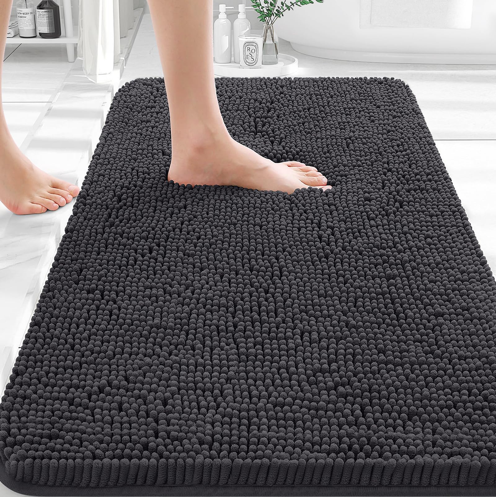 OLANLY Bathroom Rugs 30x20, Extra Soft Absorbent Chenille Bath Rugs