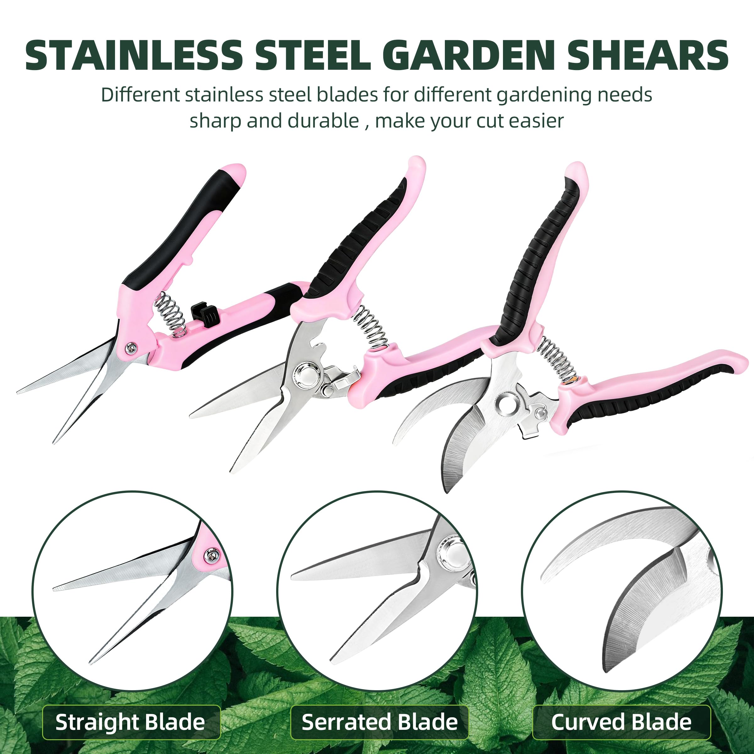 EWPJDK 3 Pack Garden Pruning Shears Scissors Clippers Stainless Steel