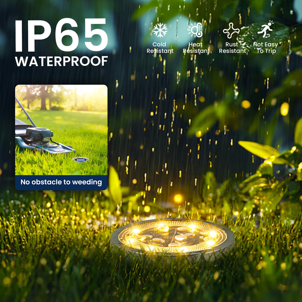 SOLPEX 10 Pack Solar Ground Lights Outdoor, Backyard Decor Cool White