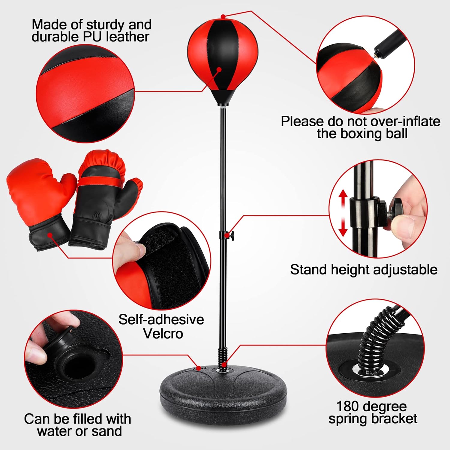 Punching Bag Set Toy with Boxing Gloves, Ideal Birthday for Kids Ages 3-8+