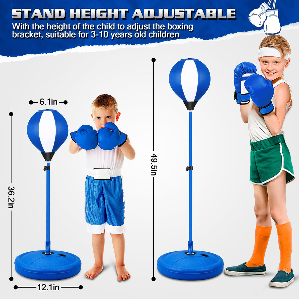 Punching Bag Set Toy with Boxing Gloves, Ideal Birthday for Kids Ages 3-8+