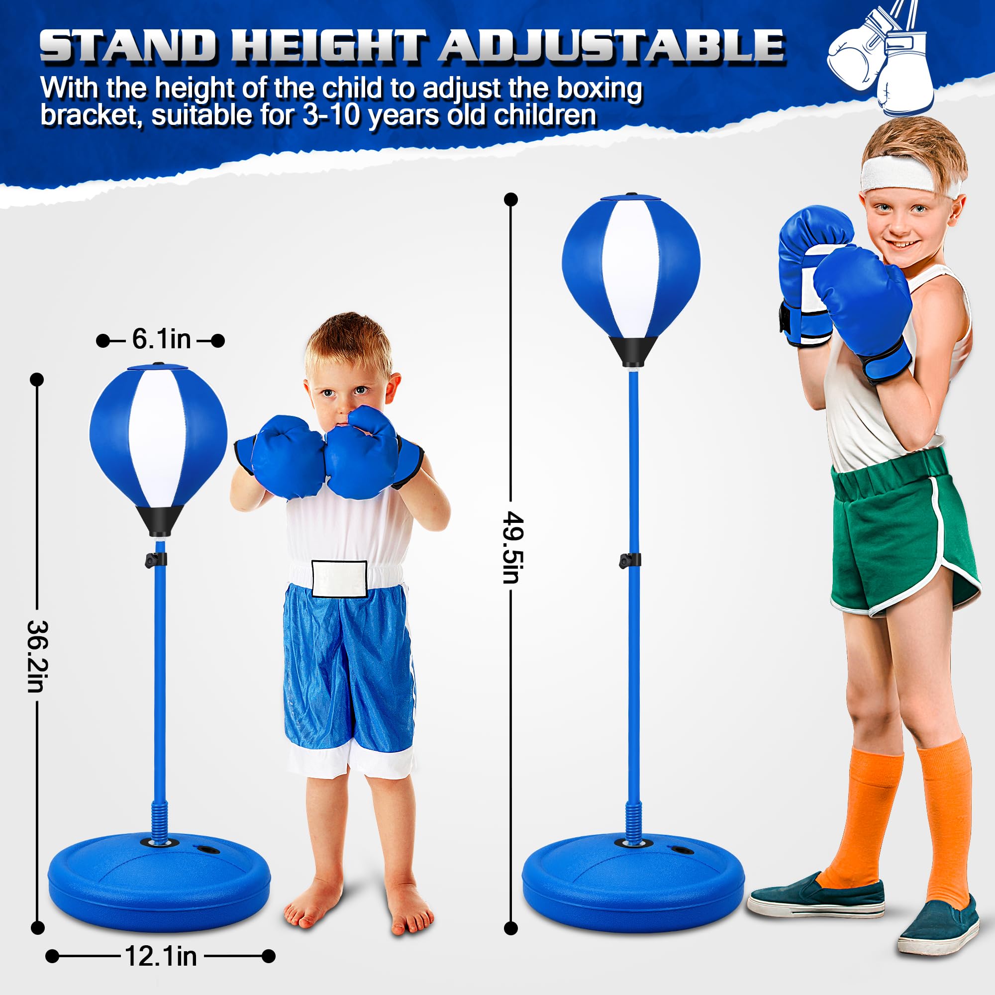 Punching Bag Set Toy with Boxing Gloves, Ideal Birthday for Kids Ages 3-8+