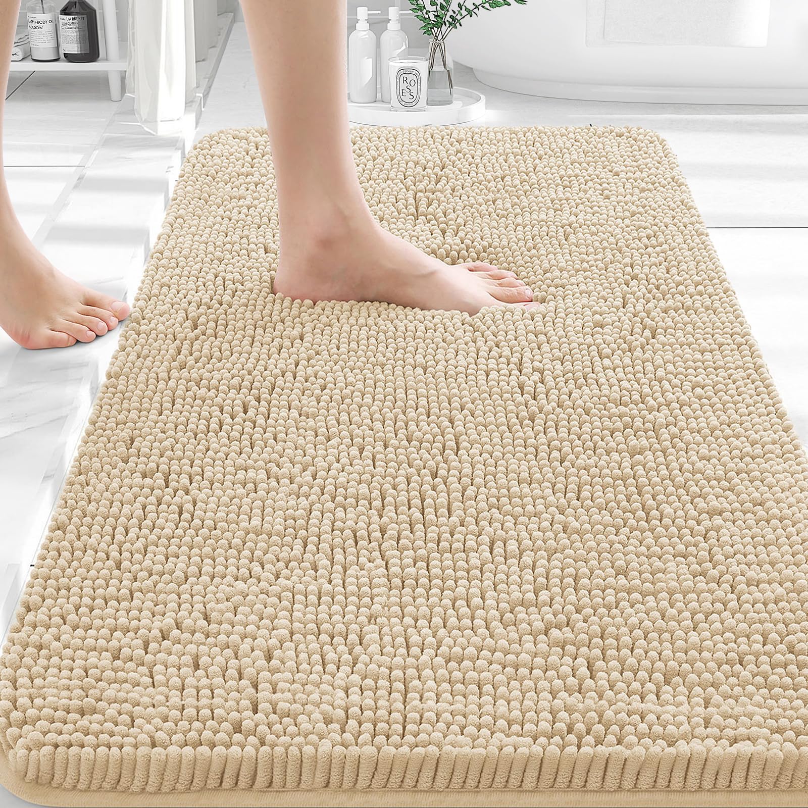 OLANLY Bathroom Rugs 30x20, Extra Soft Absorbent Chenille Bath Rugs