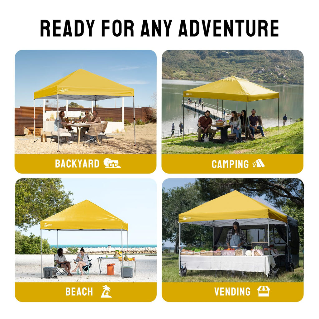 CROWN SHADES 8x8 Pop Up Canopy Tent with One Push Setup, Grid White
