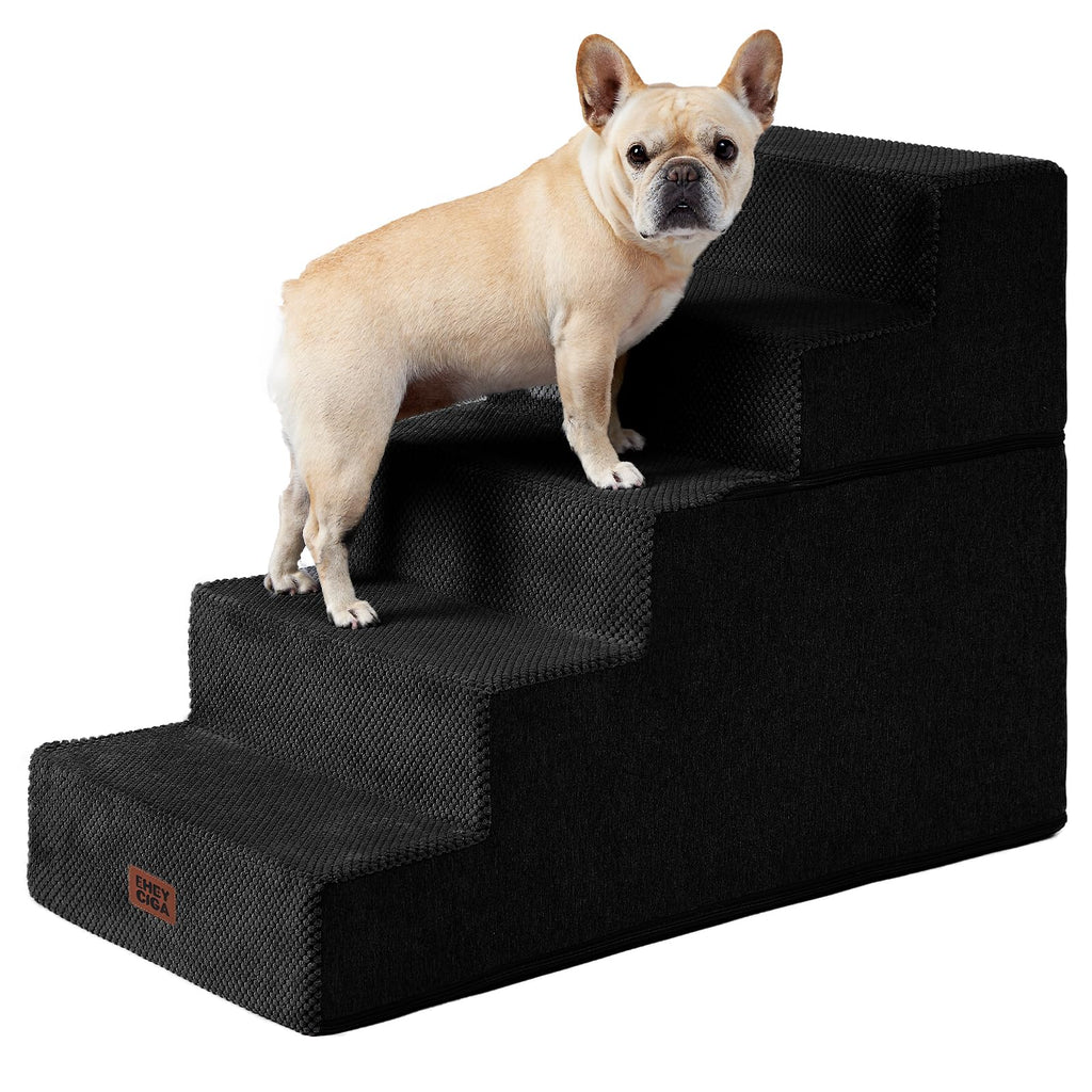EHEYCIGA Dog Stairs for Bed 18" H, 4-Step Dog Steps for High Bed, Grey