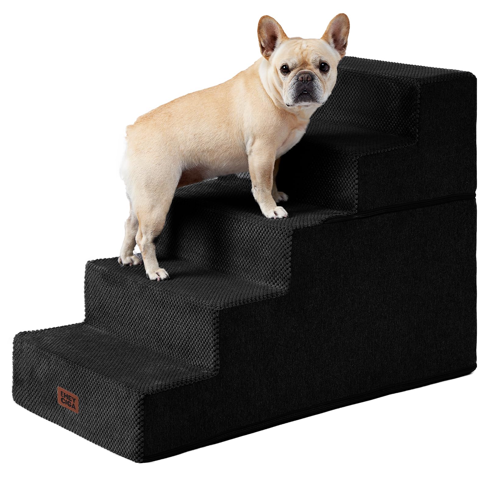 EHEYCIGA Dog Stairs for Bed 18" H, 4-Step Dog Steps for High Bed, Grey