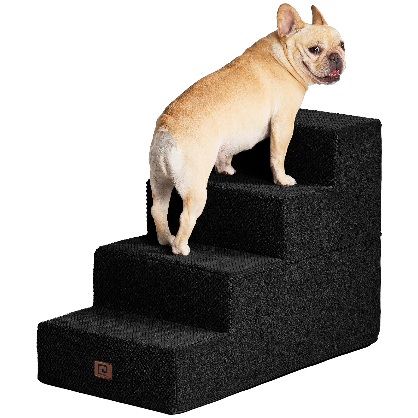 EHEYCIGA Dog Stairs for Bed 18" H, 4-Step Dog Steps for High Bed, Grey