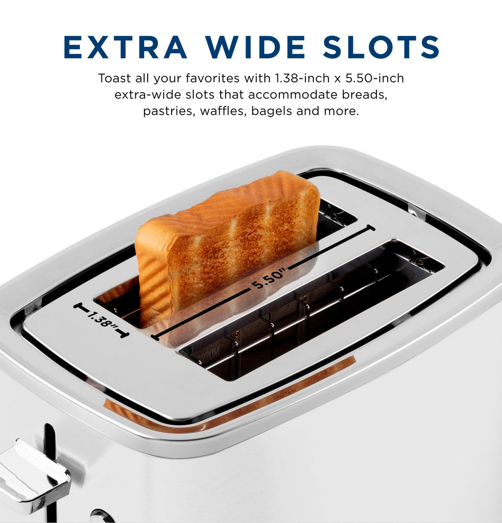 GE 4 Slice Toaster | Extra Wide Slots for Bagels, Breads, Waffles & More | 7 Shade Options | Countertop Kitchen Essentials | 1500 watt, White