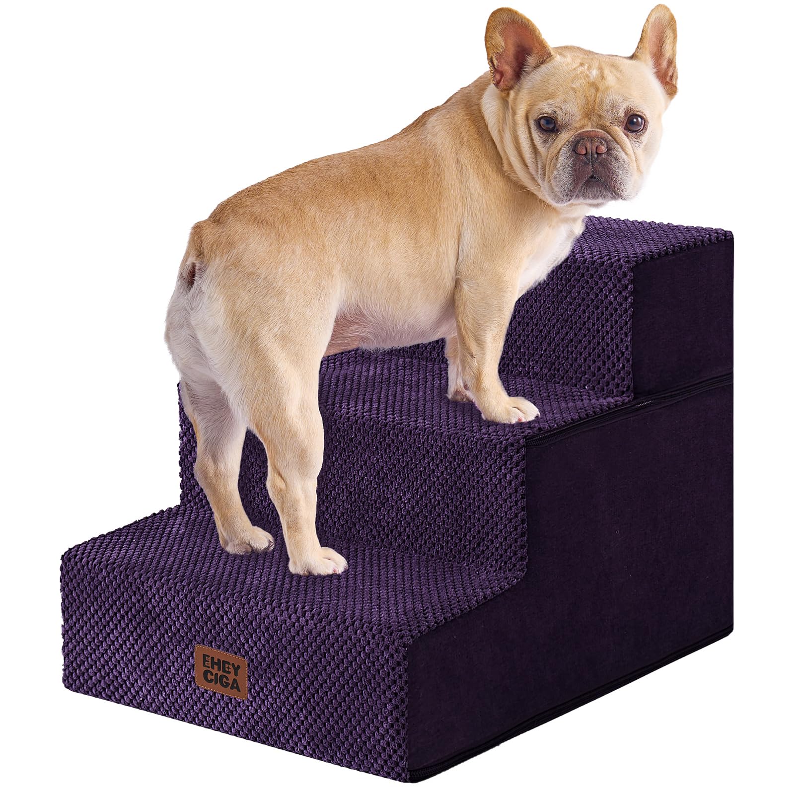 EHEYCIGA Dog Stairs for Bed 18" H, 4-Step Dog Steps for High Bed, Grey